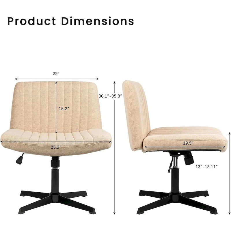 Chaise de bureau pivotante moderne sans accoudoirs en tissu rembourré Criss Cross
