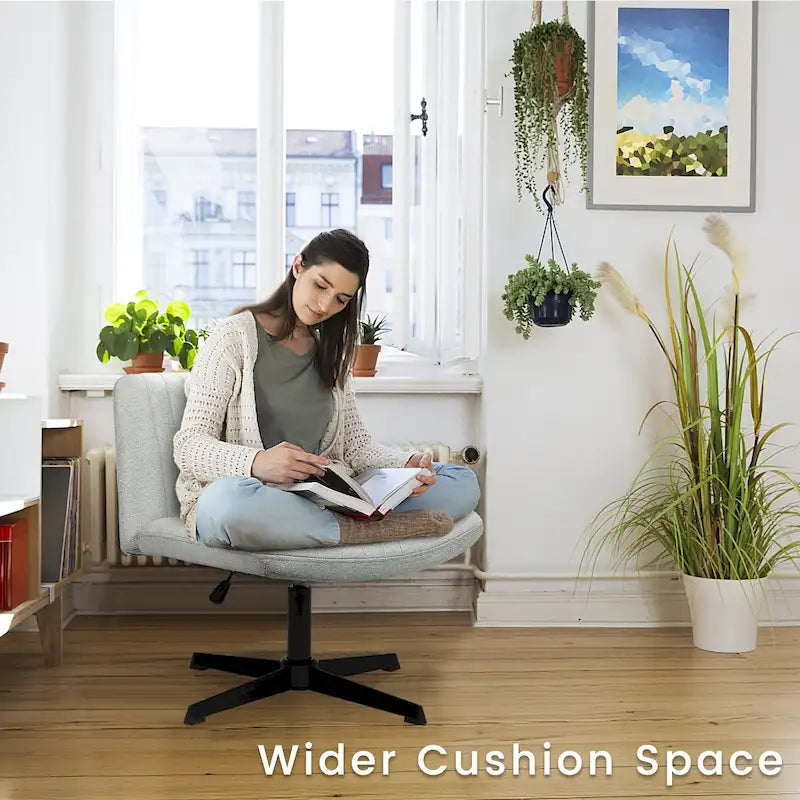 Chaise de bureau pivotante moderne sans accoudoirs en tissu rembourré Criss Cross