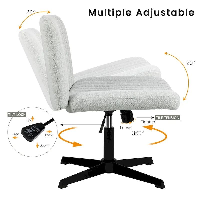 Chaise de bureau pivotante moderne sans accoudoirs en tissu rembourré Criss Cross