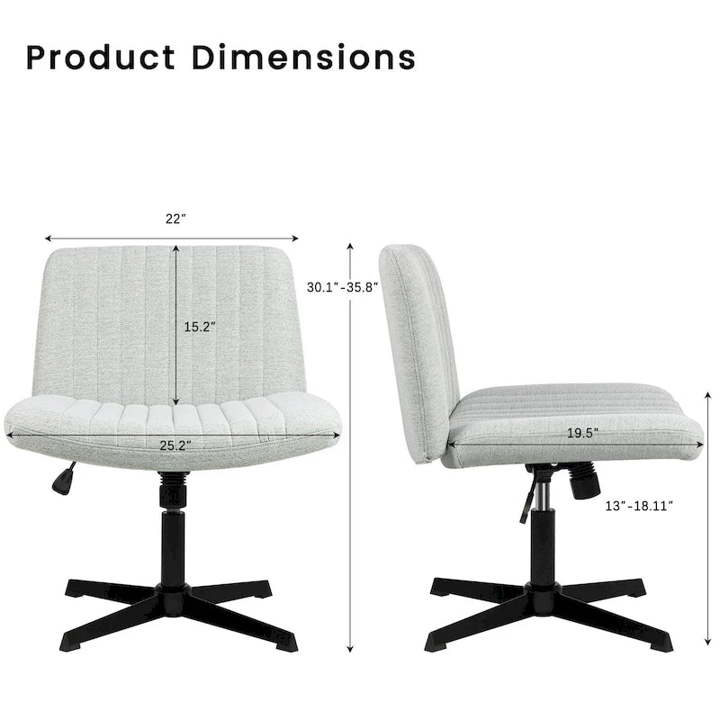 Chaise de bureau pivotante moderne sans accoudoirs en tissu rembourré Criss Cross