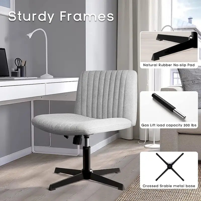 Chaise de bureau pivotante moderne sans accoudoirs en tissu rembourré Criss Cross
