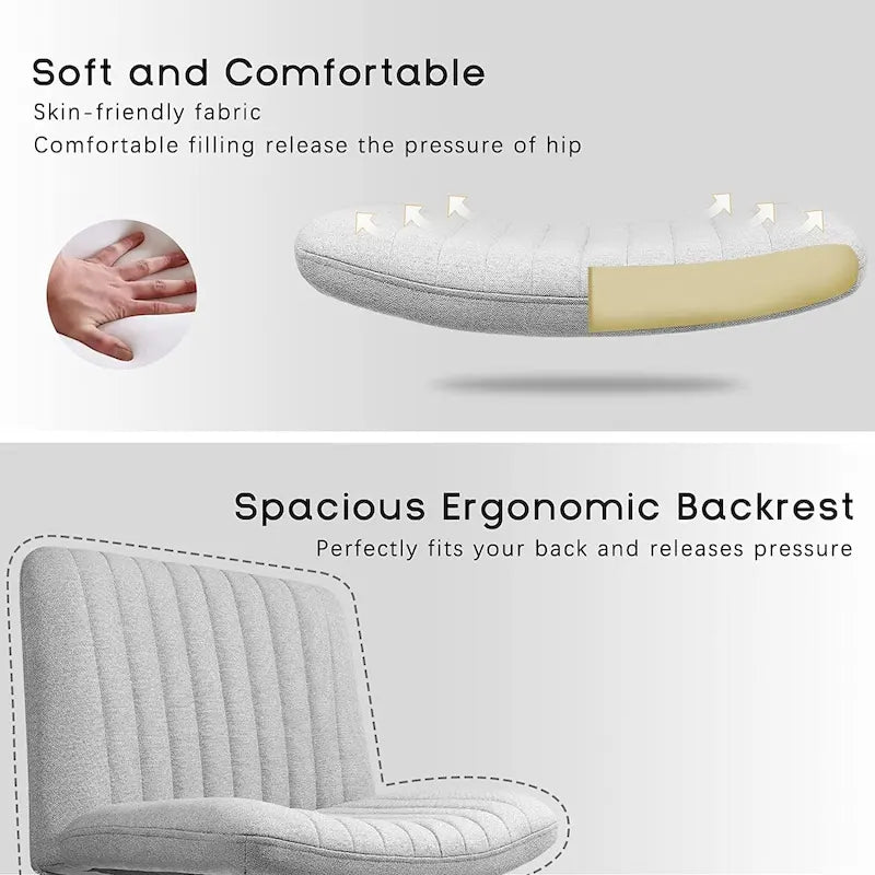 Chaise de bureau pivotante moderne sans accoudoirs en tissu rembourré Criss Cross