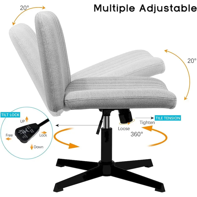 Chaise de bureau pivotante moderne sans accoudoirs en tissu rembourré Criss Cross