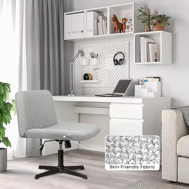 Chaise de bureau pivotante moderne sans accoudoirs en tissu rembourré Criss Cross