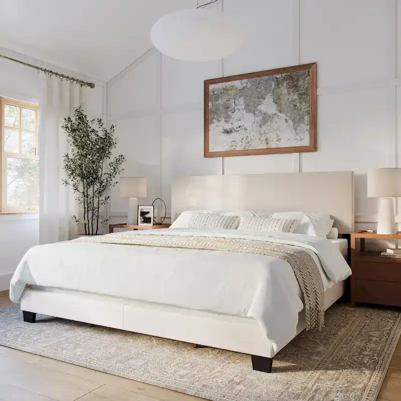 Lit King moderne Nova, sommier tapissier requis