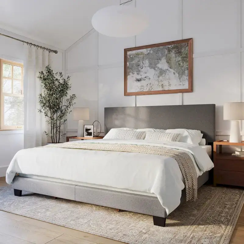 Lit King moderne Nova, sommier tapissier requis