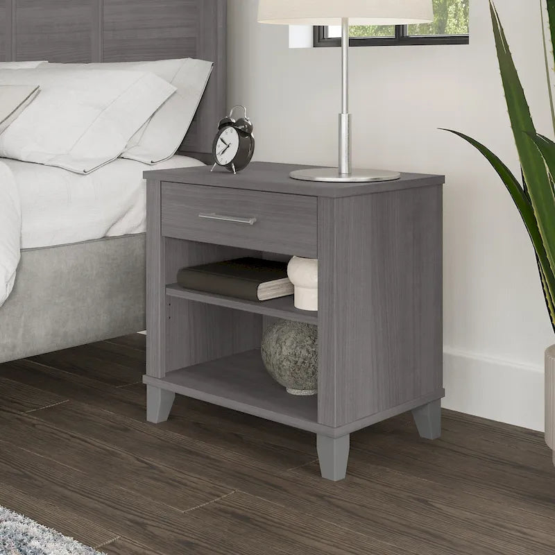 Table de chevet gris cendré transitionnel