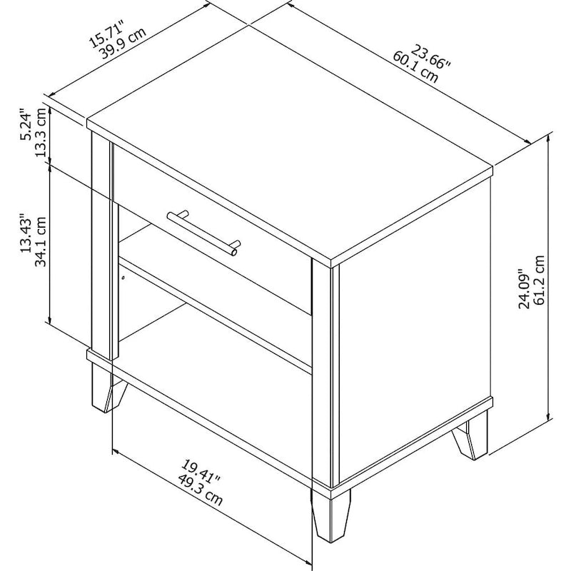 Table de chevet gris cendré transitionnel