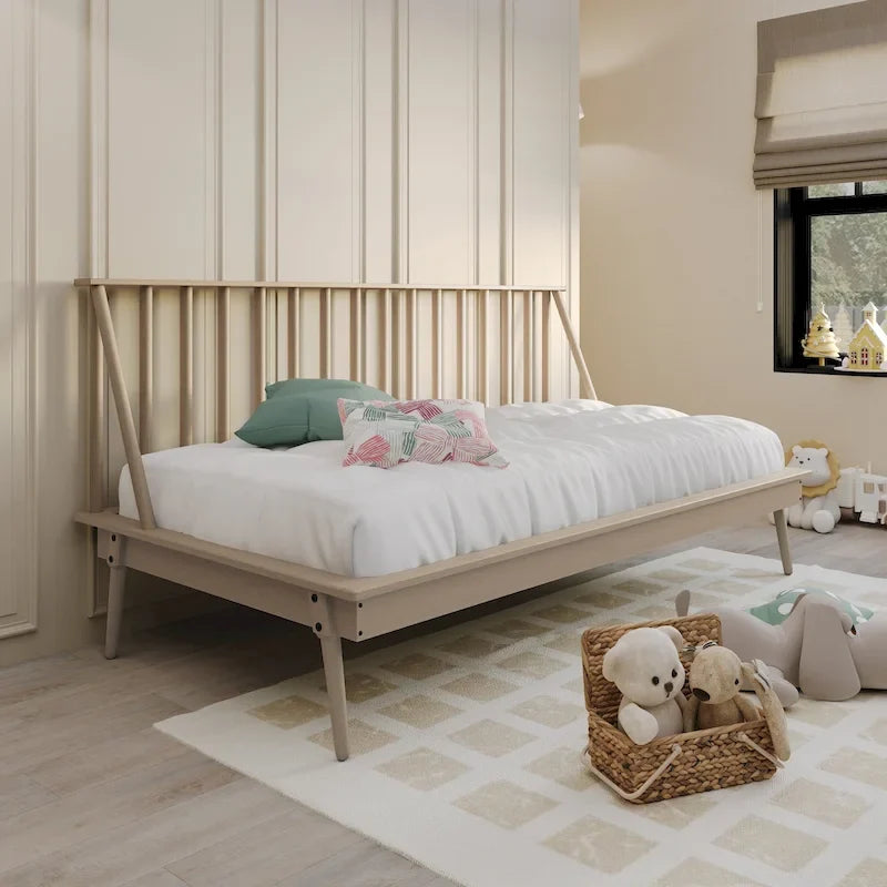 Lit de repos double en bois vintage