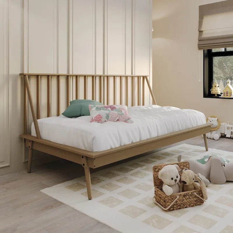 Lit de repos double en bois vintage