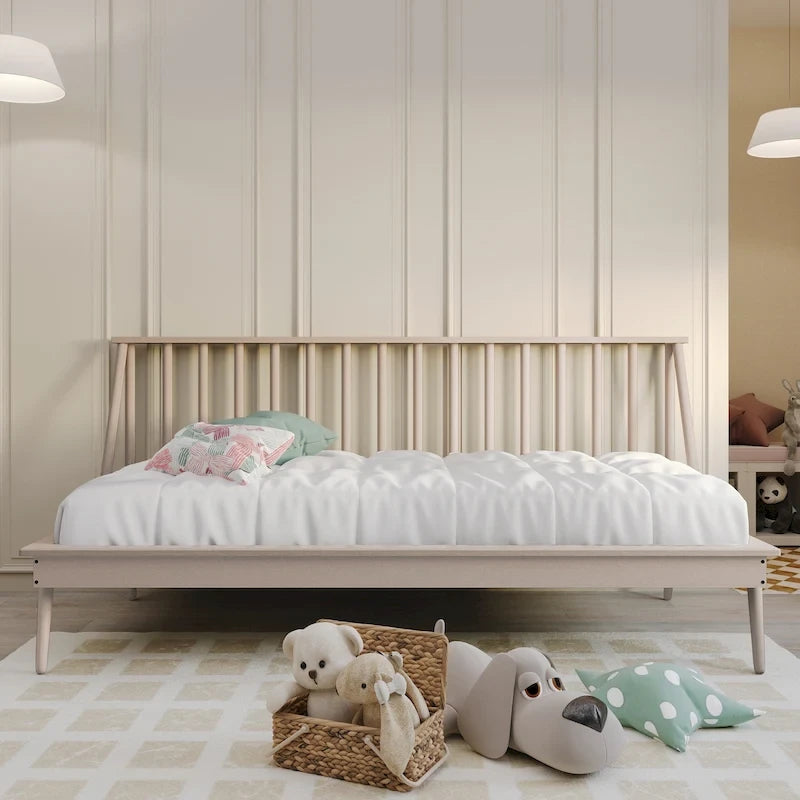 Lit de repos double en bois vintage