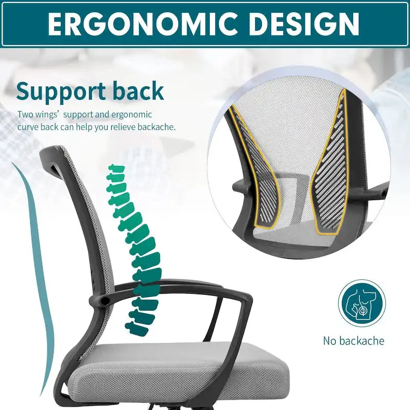 Chaise de bureau Homall Chaise en maille Chaise de bureau ergonomique avec support lombaire