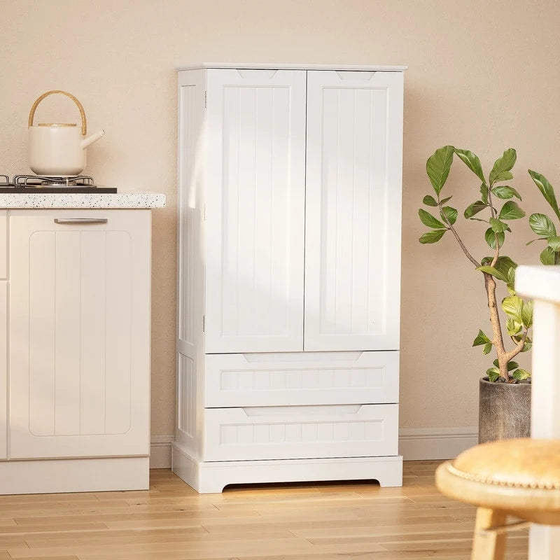 Meuble de rangement de cuisine, armoire de rangement de salle de bain autoportante avec 2 portes et tiroirs