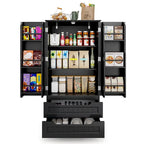 Meuble de rangement de cuisine, armoire de rangement de salle de bain autoportante avec 2 portes et tiroirs