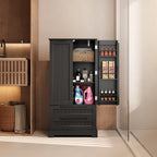Meuble de rangement de cuisine, armoire de rangement de salle de bain autoportante avec 2 portes et tiroirs