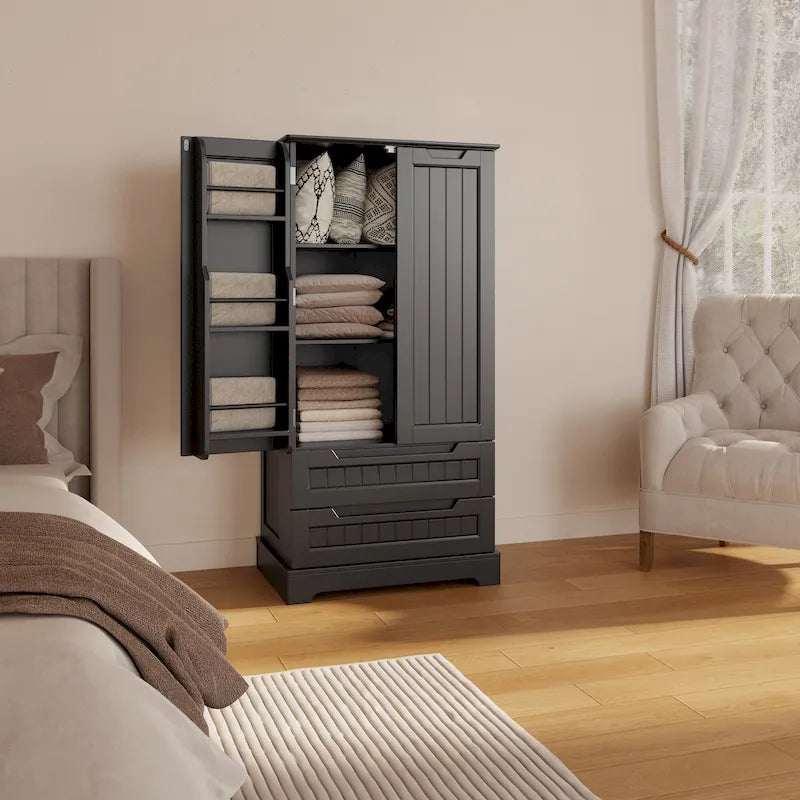 Meuble de rangement de cuisine, armoire de rangement de salle de bain autoportante avec 2 portes et tiroirs