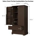 Meuble de rangement de cuisine, armoire de rangement de salle de bain autoportante avec 2 portes et tiroirs