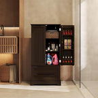 Meuble de rangement de cuisine, armoire de rangement de salle de bain autoportante avec 2 portes et tiroirs