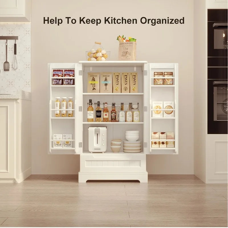 Meuble de rangement de cuisine, armoire de rangement de salle de bain autoportante avec 2 portes et tiroirs