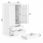 Meuble de rangement de cuisine, armoire de rangement de salle de bain autoportante avec 2 portes et tiroirs