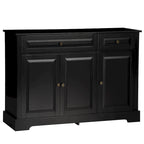 Buffet moderne noir avec 2 tiroirs et étagères réglables