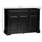 Buffet moderne noir avec 2 tiroirs et étagères réglables