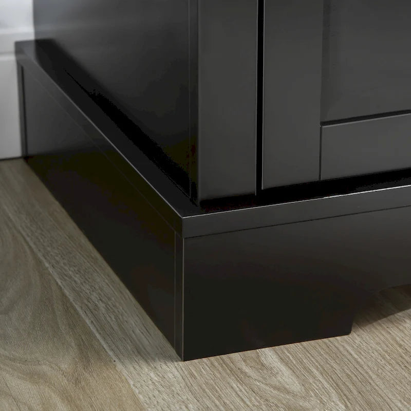 Buffet moderne noir avec 2 tiroirs et étagères réglables