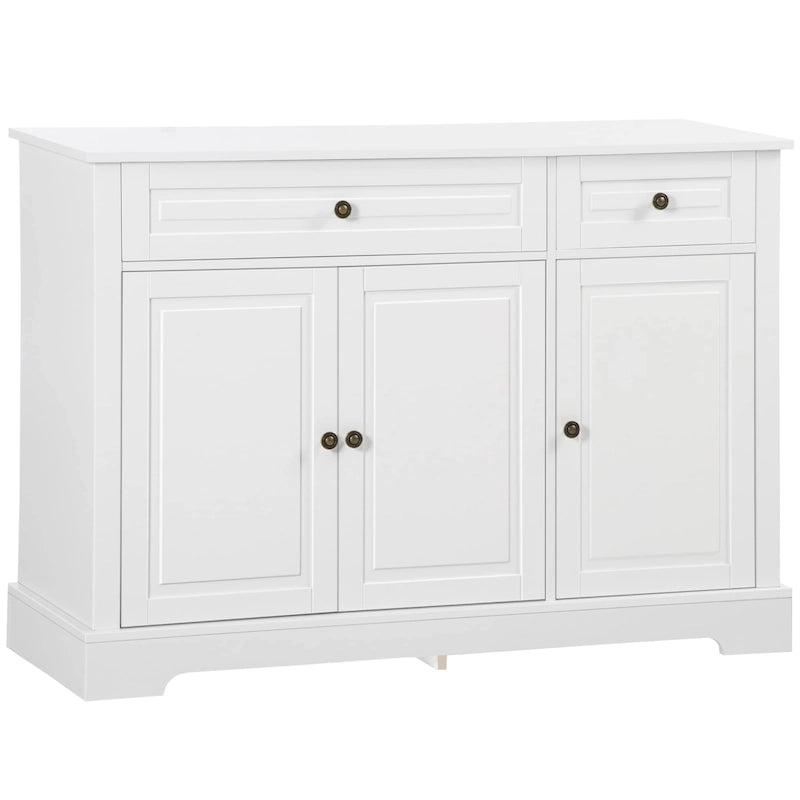 Buffet moderne noir avec 2 tiroirs et étagères réglables
