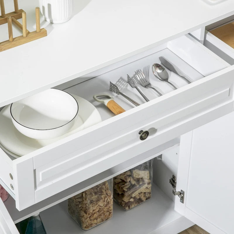 Buffet moderne noir avec 2 tiroirs et étagères réglables