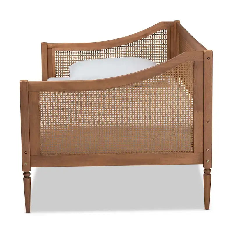 Lit de repos double en rotin synthétique moderne du milieu du siècle