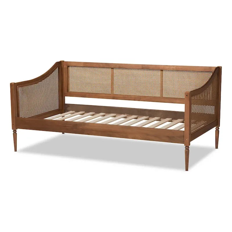 Lit de repos double en rotin synthétique moderne du milieu du siècle