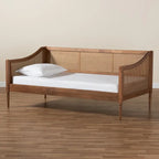 Lit de repos double en rotin synthétique moderne du milieu du siècle