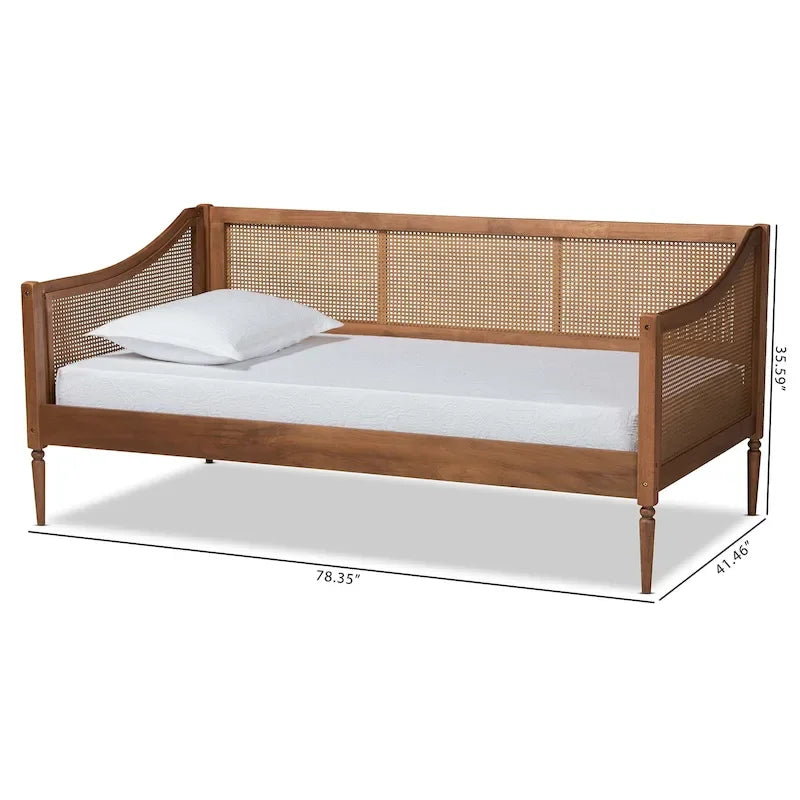 Lit de repos double en rotin synthétique moderne du milieu du siècle