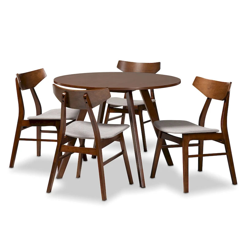 Table et chaises de salle à manger transitionnelles de style milieu du siècle