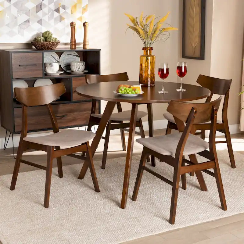 Table et chaises de salle à manger transitionnelles de style milieu du siècle