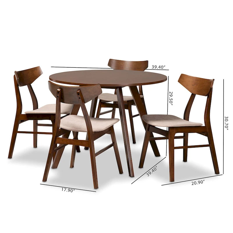 Table et chaises de salle à manger transitionnelles de style milieu du siècle