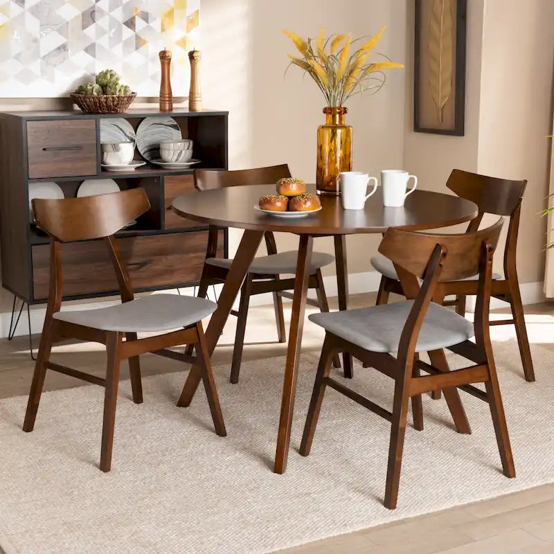 Table et chaises de salle à manger transitionnelles de style milieu du siècle