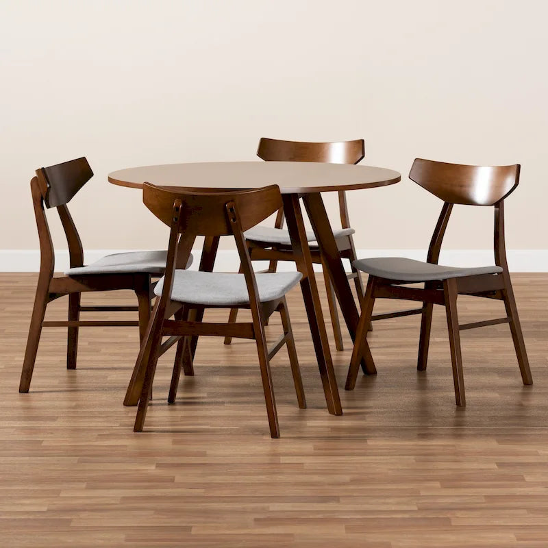 Table et chaises de salle à manger transitionnelles de style milieu du siècle