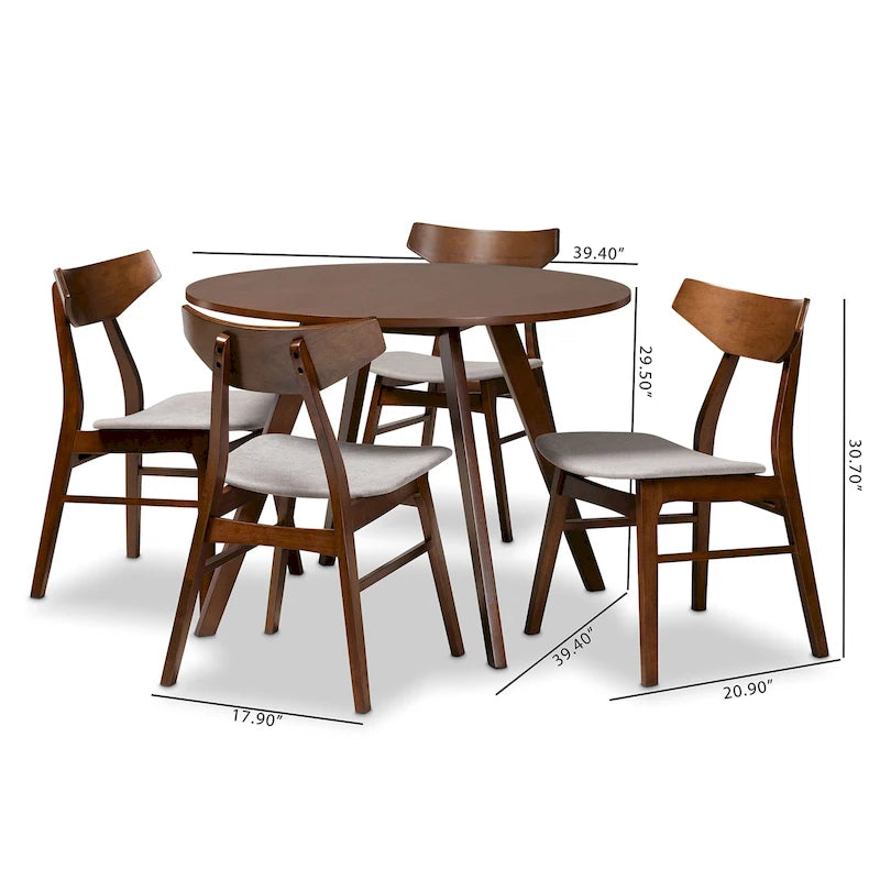 Table et chaises de salle à manger transitionnelles de style milieu du siècle