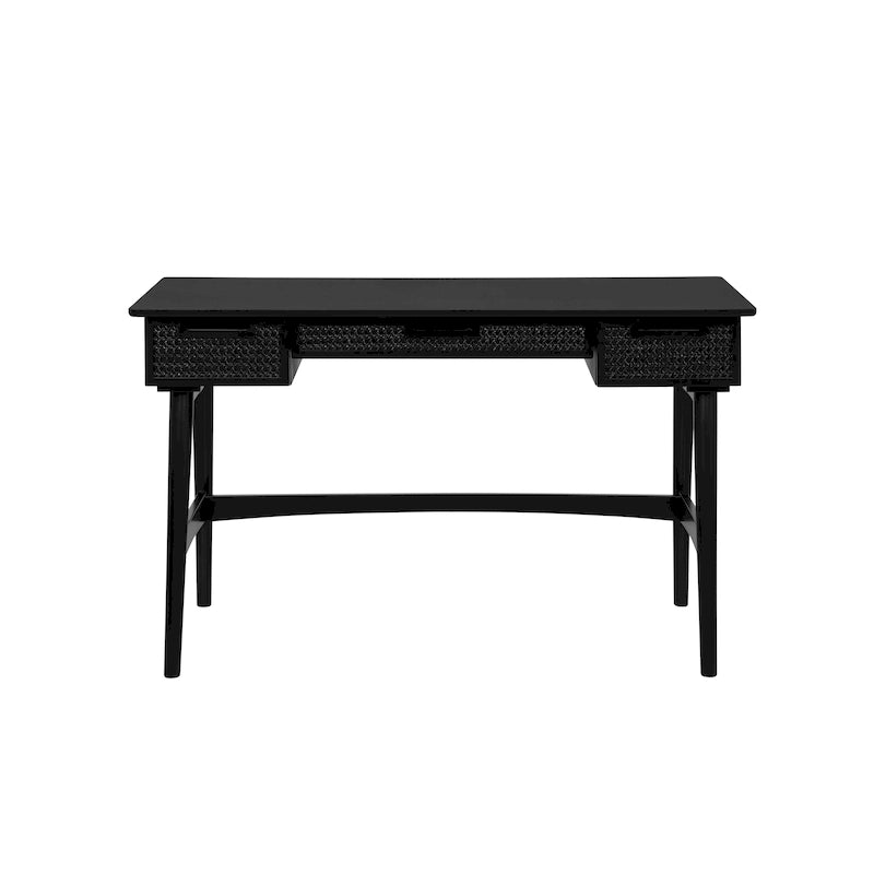 Bureau Lamine en rotin de style Mid-Century