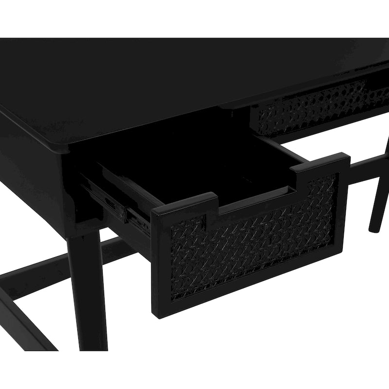Bureau Lamine en rotin de style Mid-Century