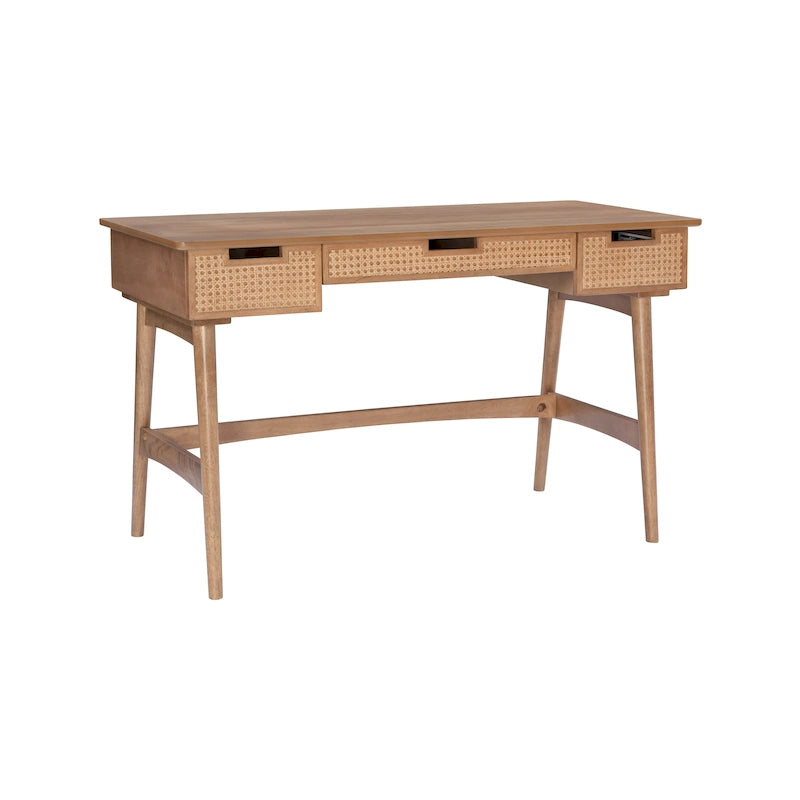 Bureau Lamine en rotin de style Mid-Century