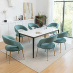 Chaise de salle à manger sans dossier en velours, style Mid-Century Modern
