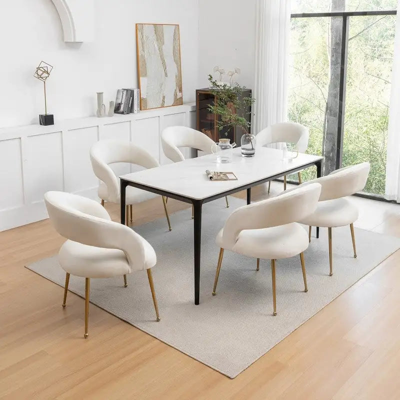 Chaise de salle à manger sans dossier en velours, style Mid-Century Modern