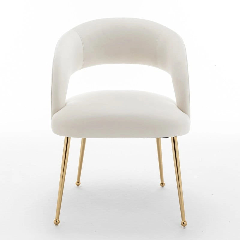 Chaise de salle à manger sans dossier en velours, style Mid-Century Modern