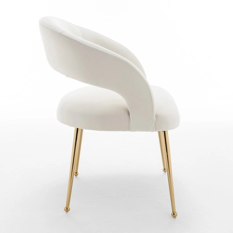 Chaise de salle à manger sans dossier en velours, style Mid-Century Modern