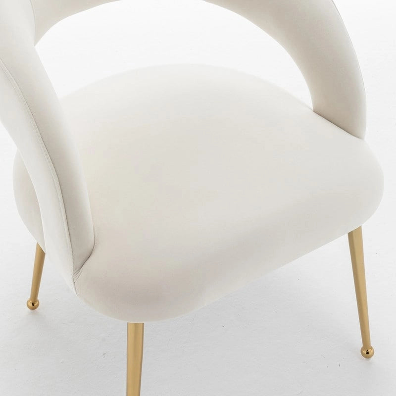 Chaise de salle à manger sans dossier en velours, style Mid-Century Modern