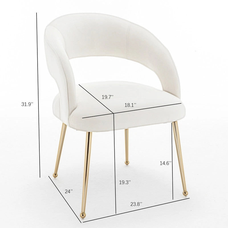 Chaise de salle à manger sans dossier en velours, style Mid-Century Modern