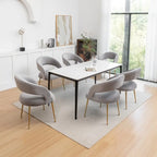 Chaise de salle à manger sans dossier en velours, style Mid-Century Modern