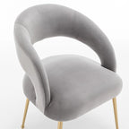 Chaise de salle à manger sans dossier en velours, style Mid-Century Modern
